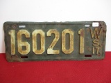 Vintage 1917 Wisconsin License Plate