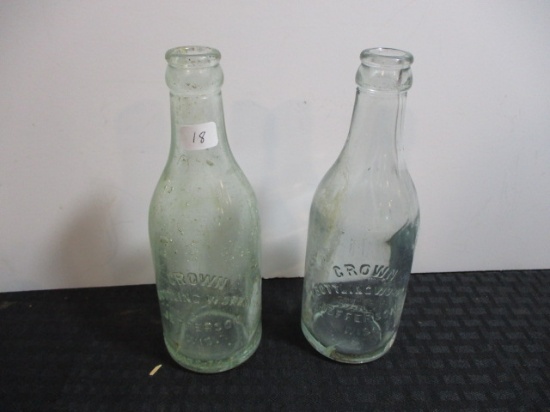 Pair of Crown Bottling Works Jefferson, WI. Bottles