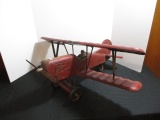 Hand Made Wood and Steel Bi-Plane with Pilot