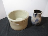 Stoneware 1 Gallon Crock and Modern Stoneware Pitcher