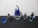 Art Glass Penguins-Lot of 5