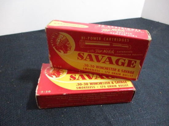 Vintage Savage 30-30 Winchester & Savage-2 Full Boxes of 20