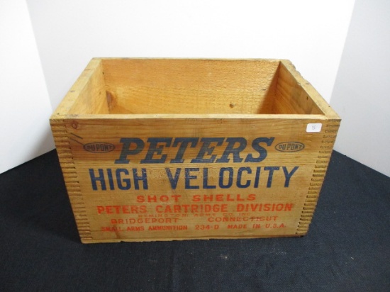 Peter's High Velocity Dove-Tailed Advertising Crate with Marshall & Wells Tag