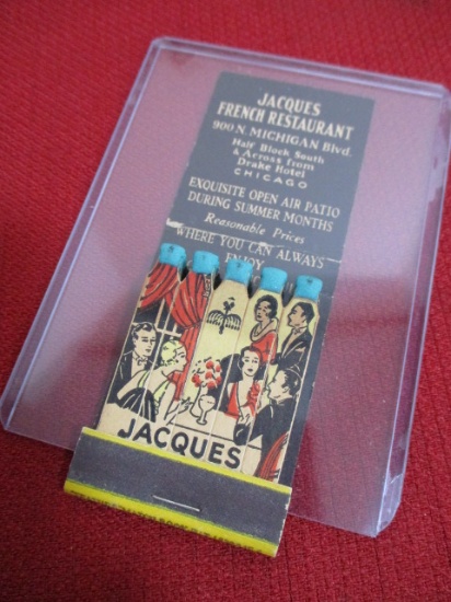 Jacques French Restaurant Chicago, IL Matchbook