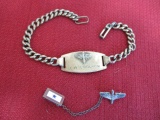 WWII Sweetheart Bracelet and Pins