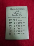 Math. Scmitz Hall 1930-31 Dance Schedule Advertising Mirror
