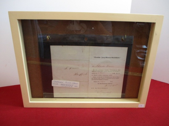 German "Young-Men's Club" Member Certificate 1851