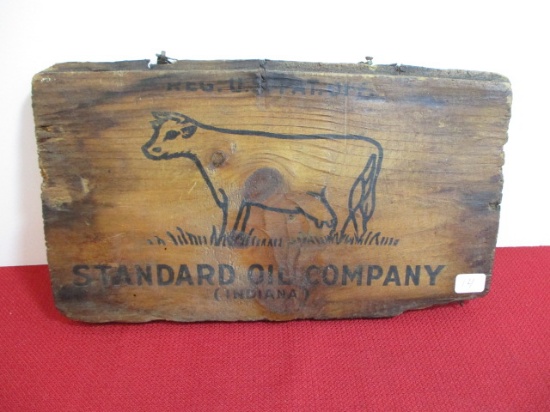 Standard Oil Co. Advertising on Antique Shipping Crate End with Wall Mount Chain
