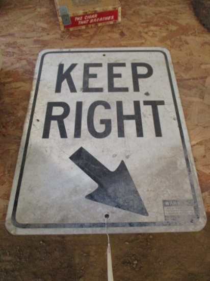 "Keep Right" Metal Sign