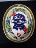 Pabst Blue Ribbon Barley & Hops Oval Advertising Beer Tray (A)