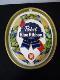 Pabst Blue Ribbon Barley & Hops Oval Advertising Beer Tray (B)