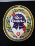 Pabst Blue Ribbon Barley & Hops Oval Advertising Beer Tray (C)