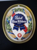 Pabst Blue Ribbon Barley & Hops Oval Advertising Beer Tray (D)