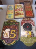 Wooden Bar Novelty Signs: Lot of 5
