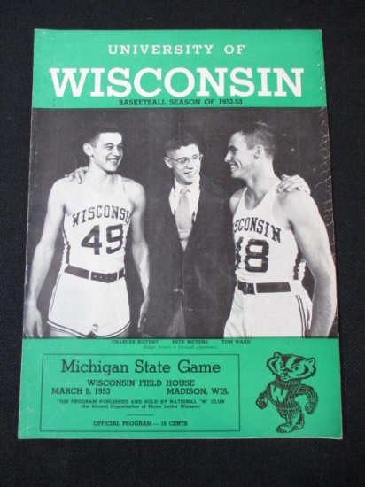 1952-1953 University of Wisconsin 15 cent Basketball Program