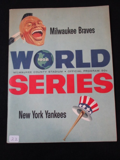 1958 Milwaukee Braves Vs New York Yankees World Series Program