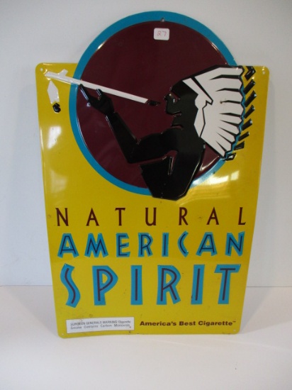 American Spirit Embossed Cigarette Advertising Tin Sign