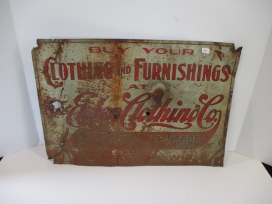 Early "The Eden Clothing Co." Tin Advertising Sign (Jefferson, WI)