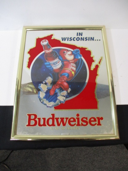 Budweiser "Bud Man" Wisconsin Advertising Mirror