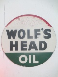 1954 Wolf's Head Oil Two Sided Dealer Sign