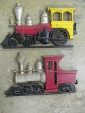 Pair of Cast Aluminum Railroad Engine Wall Plaques