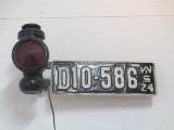Model T Side Marker Lamp and 1924 License Plate