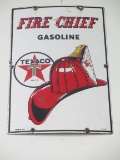 1959 Fire-Chief Gasoline Porcelain Pump Plate