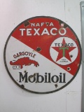 NAFTA Texaco Mobil Oil Gargoyle Porcelain Two Sided Sign