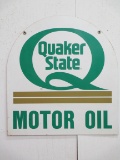 Quaker State Motor Oil Tombstone Style Two Sided Advertising Sign