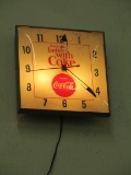 Coca-Cola Glass Light Up Advertising Clock