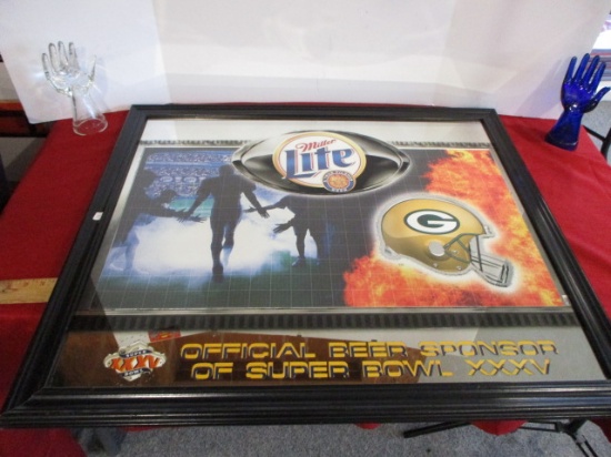 Miller Lite/Green Bay Packers Official Superbowl XXXV Beer Sponsor Mirror