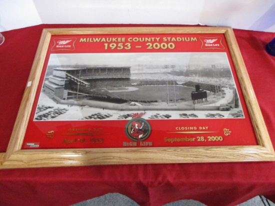 1953-2000 Miller High Life Milwaukee County Stadium Commemorative Advertising Mirror