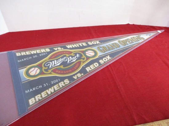 2001 Miller Park/Brewers Grand Opening Vintage Felt Pennant