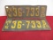 1925 Wisconsin License Plates-Matching Pair
