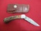 Hand Made Damascus Steel Folding Pocket Knife w/ Sheath-Wood