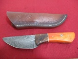 Hand Made Damascus Steel Knife w/ Sheath-9