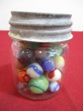 Ball Mason Jar Full of Vintage Glass Marbles