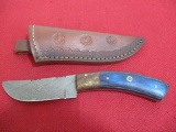 Hand Made Damascus Steel Knife w/ Sheath-8