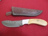 Hand Made Damascus Steel Knife w/ Sheath-8