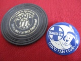 Santa Fe Chico Fan Club Button and Bonus Union Pacific Coaster