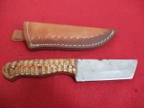 Hand Made Damascus Steel Knife w/ Sheath-9