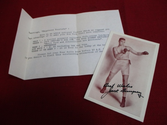 New York Jack Dempsey Tourist Information and Giveaway Postcard