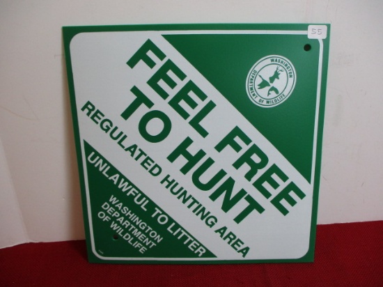 Washington Dept. of Wildlife Plastic Regulated Hunting Area Sign
