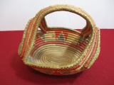 Native American Incredible Woven Handled Coiled Basket