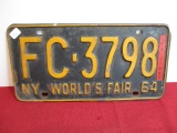 RARE 1964 New York World's fair License Plate