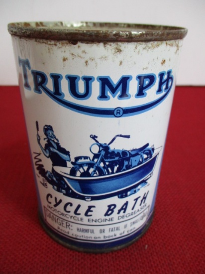 Triumph Cycle Bath Motorcycle Engine Degreaser Advertising Can w/ Contents