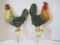 Pair of Die Cut Garden Roosters