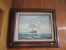 Leonard Framed Ship Oil on Canvas
