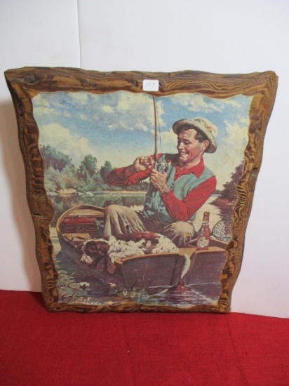 Falstaff Beer Advertising Sign on Wood