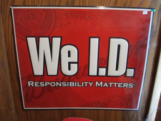 "We I.D." Tin Advertising Sign